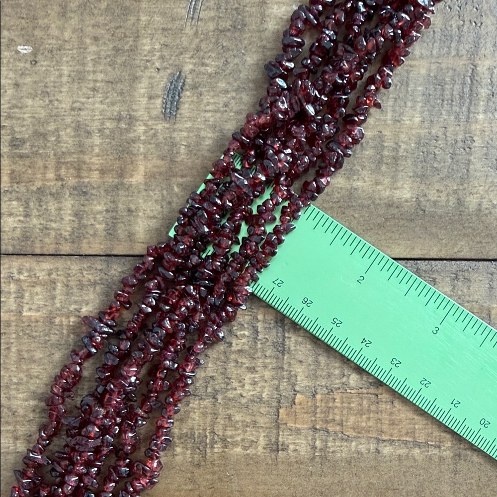 Genuine Garnet Multi Strand Necklace Sterling Silver Deep Red January Birthstone - Picture 8 of 8